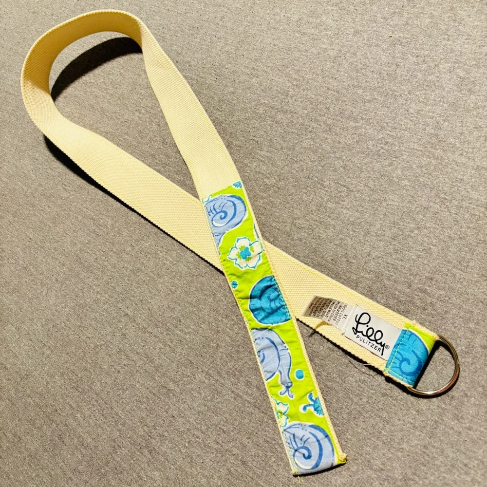 Lilly Pulitzer Blue and Green Canvas Belt 100%Cotton